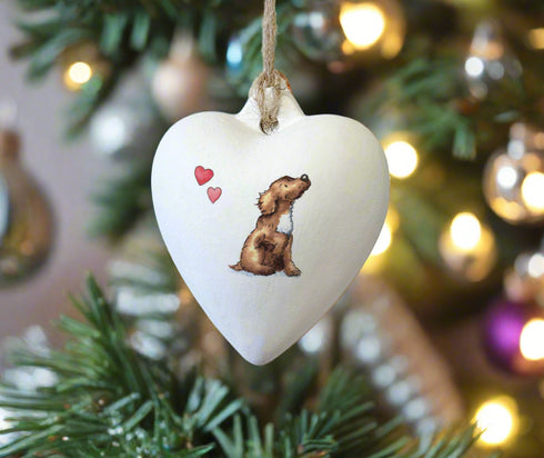 Cocker (Working) Chocolate Ceramic Heart Bauble